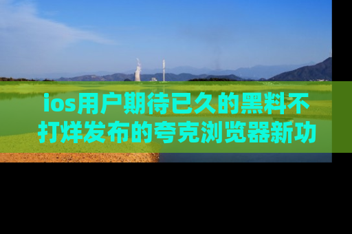 ios用户期待已久的黑料不打烊发布的夸克浏览器新功能上线啦!